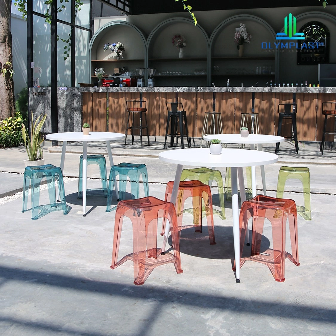 Crystal Stool - Kursi Plastik Stool Transparan - Kursi Bakso - Kursi Cafe - 4pcs