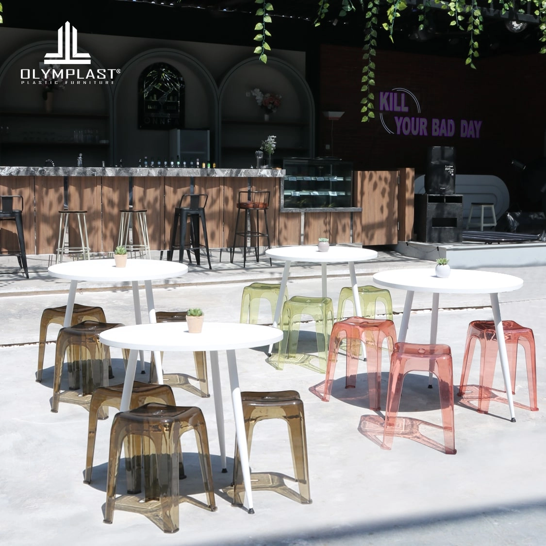 Crystal Stool - Kursi Plastik Stool Transparan - Kursi Bakso - Kursi Cafe - 4pcs