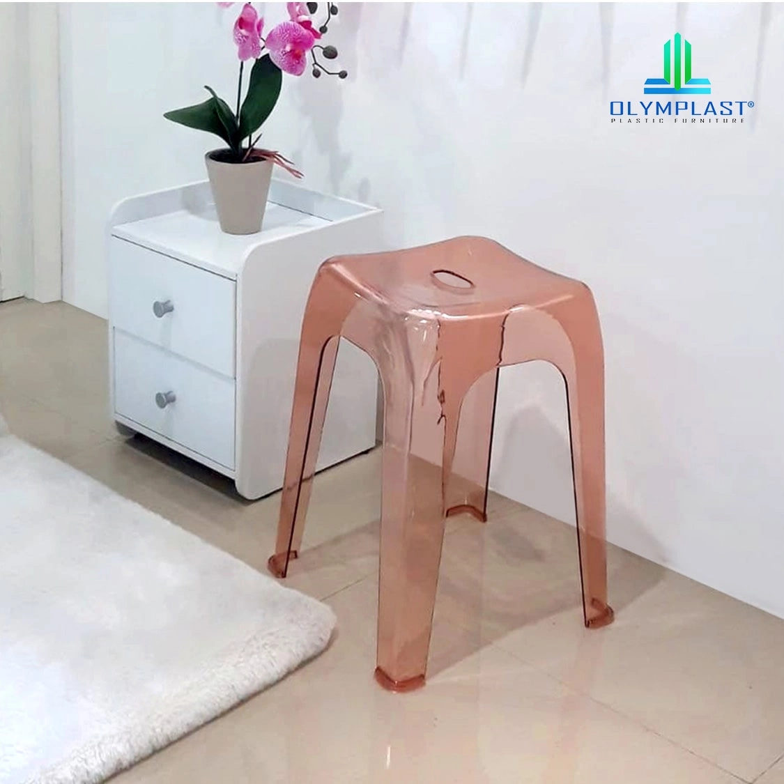 Crystal Stool - Kursi Plastik Stool Transparan - Kursi Bakso - Kursi Cafe - 4pcs