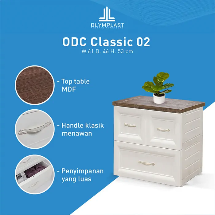 ODC 02-C - Laci Penyimpanan Plastik Klasik 2 Susun - Drawer Cabinet Serbaguna gallery 1