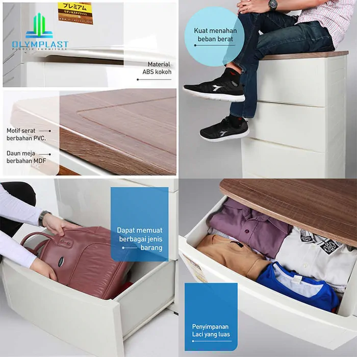 ODC 04-M - Laci Penyimpanan Plastik Modern 4 Susun - Drawer Cabinet Serbaguna gallery 1