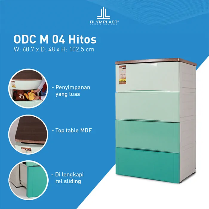 ODC 04-M Gradasi - Laci Penyimpanan Plastik Modern 4 Susun - Drawer Cabinet Serbaguna Gradasi gallery 1