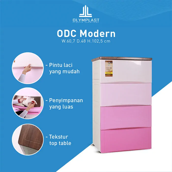 ODC 04-M Gradasi - Laci Penyimpanan Plastik Modern 4 Susun - Drawer Cabinet Serbaguna Gradasi gallery 2