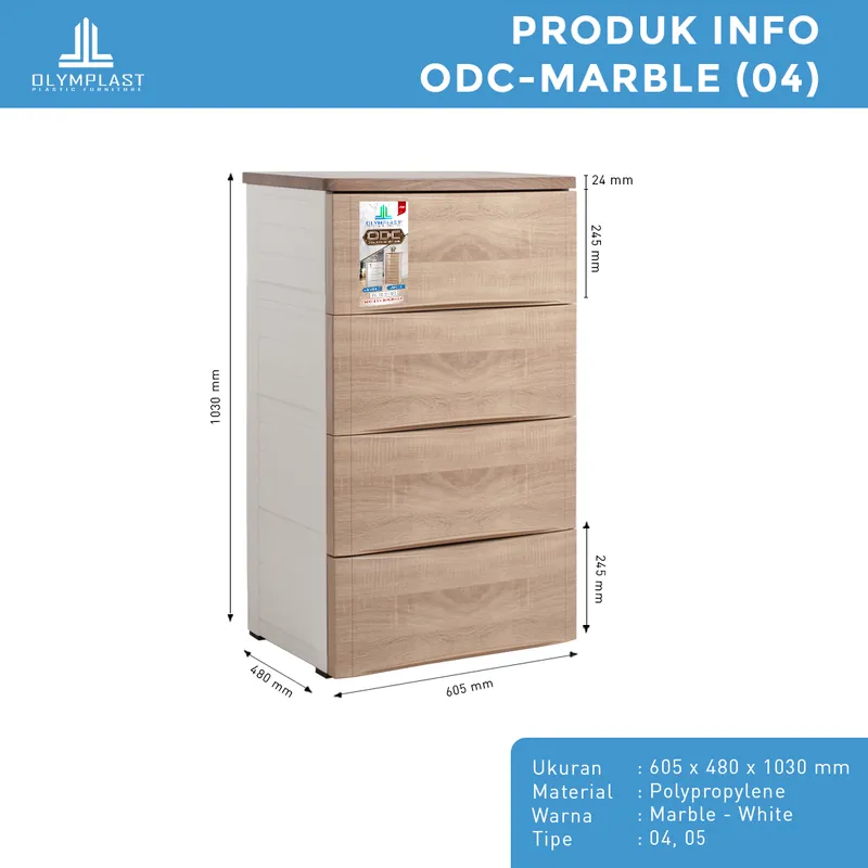 ODC 04-WOOD - Laci Penyimpanan Plastik Modern 4 Susun - Drawer Cabinet Serbaguna gallery 1