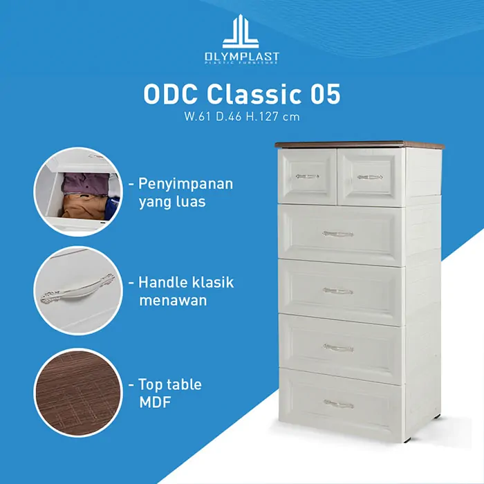 ODC 05-C - Laci Penyimpanan Plastik Klasik 5 Susun - Drawer Cabinet Serbaguna gallery 1