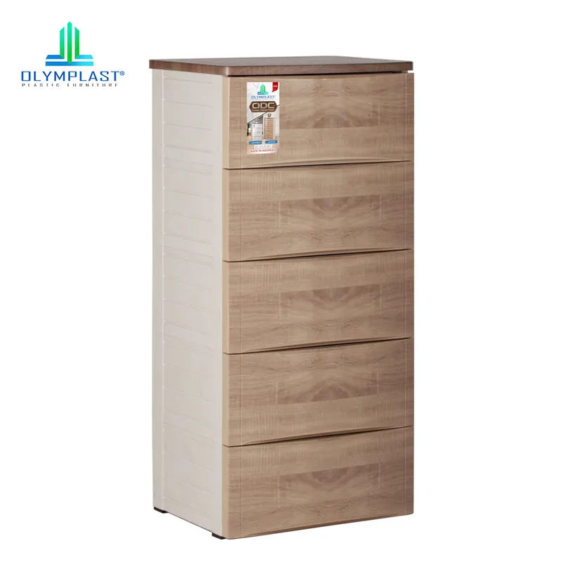 ODC 05-WOOD - Laci Penyimpanan Plastik Modern 5 Susun - Drawer Cabinet Serbaguna