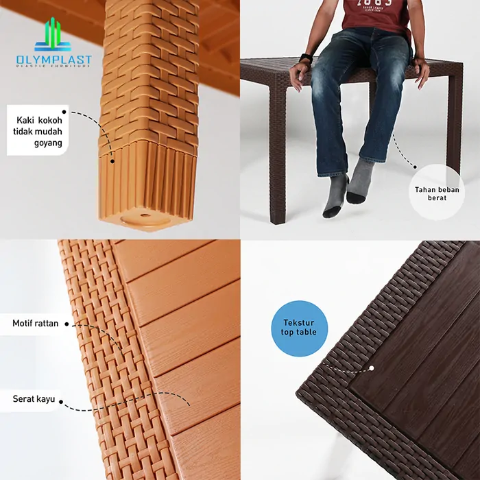 ODT R 80- Meja Makan Plastik Rotan - Dining Table Rattan gallery 1