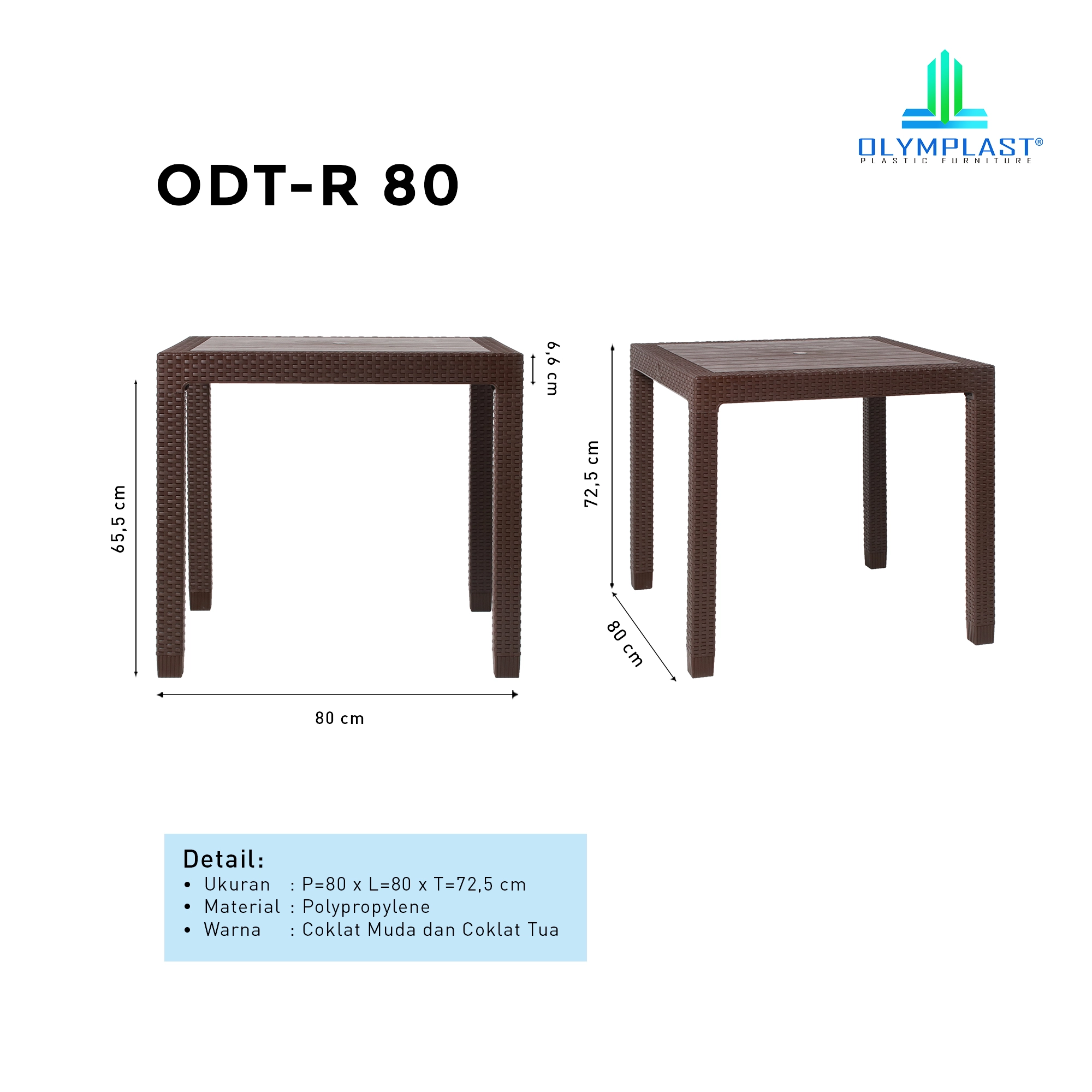 ODT R 80- Meja Makan Plastik Rotan - Dining Table Rattan gallery 2