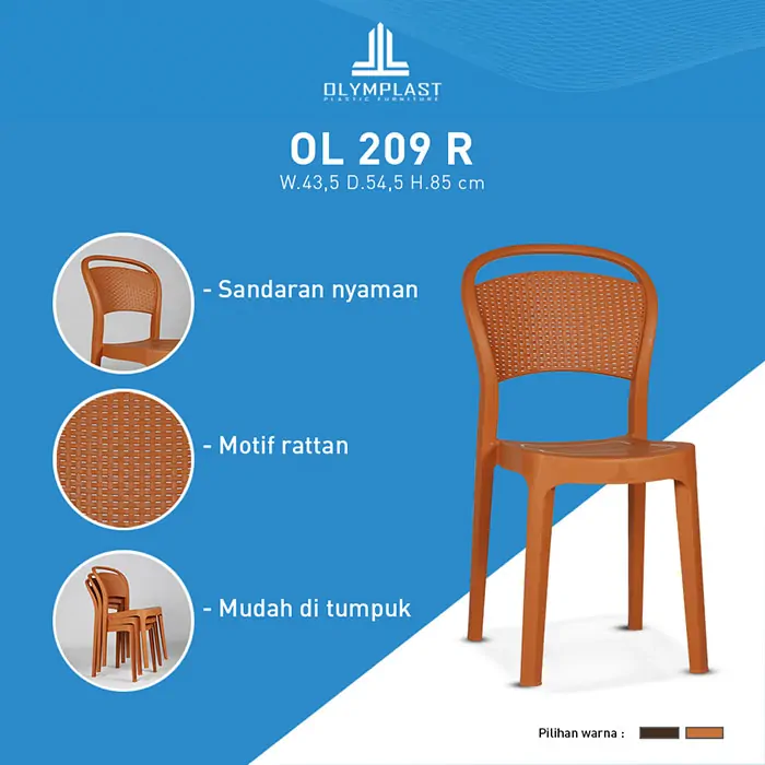 Kursi Plastik Olymplast Motif Sandaran Rotan (OL 209R) gallery 1