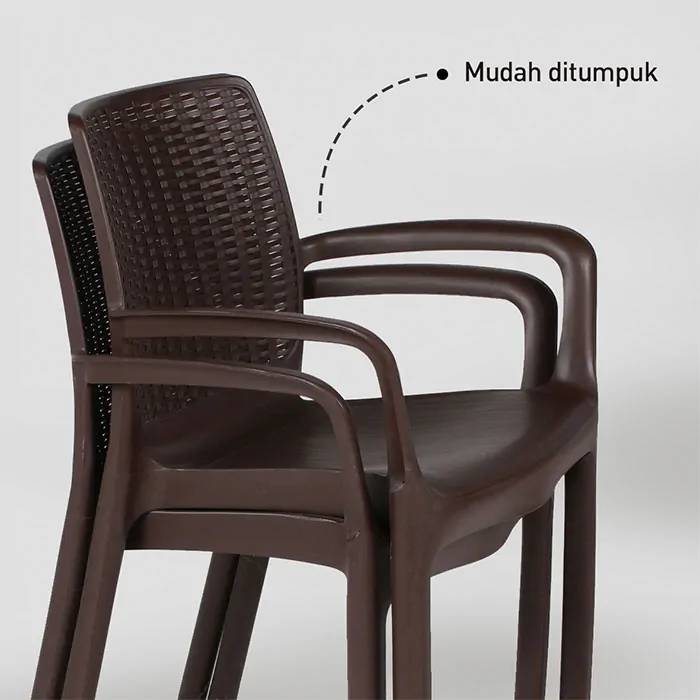 Kursi Plastik Olymplast dengan Tanganan Motif Sandaran Rotan (OL 502R) gallery 3