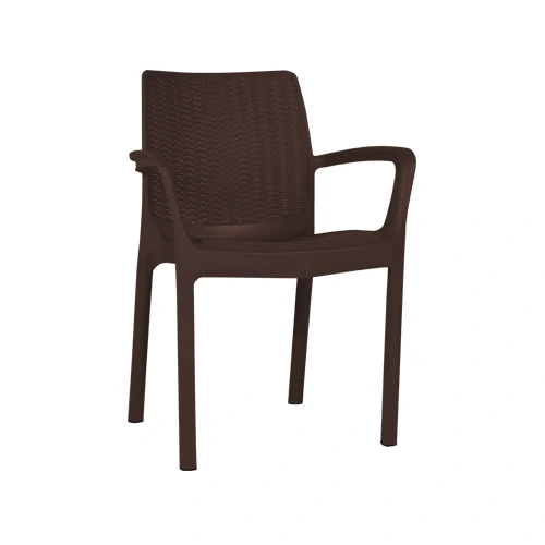 Kursi Plastik Olymplast dengan Tanganan Motif Sandaran dan Dudukan Rotan (OL 502RR)