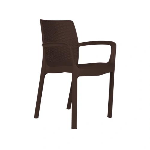 Kursi Plastik Olymplast dengan Tanganan Motif Sandaran dan Dudukan Rotan (OL 502RR)