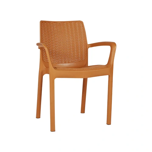 Kursi Plastik Olymplast dengan Tanganan Motif Sandaran dan Dudukan Rotan (OL 502RR)