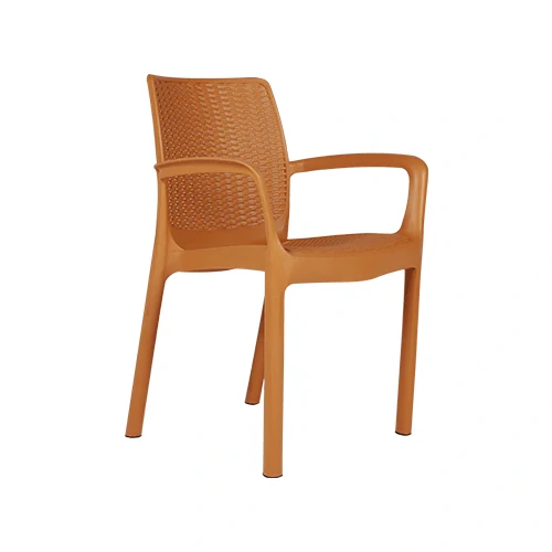 Kursi Plastik Olymplast dengan Tanganan Motif Sandaran dan Dudukan Rotan (OL 502RR)
