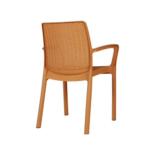 Kursi Plastik Olymplast dengan Tanganan Motif Sandaran dan Dudukan Rotan (OL 502RR)