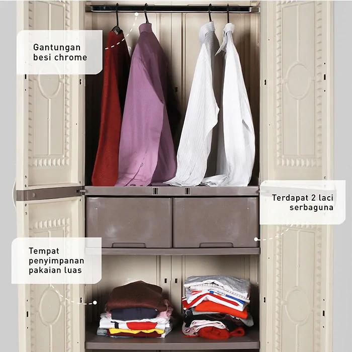 Lemari Pakaian Plastik Olymplast - OMC ST1 Graha - Module Cabinet 2 Pintu gallery 5