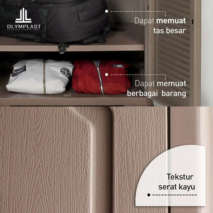 Lemari Pakaian Plastik Olymplast - OMC ST1 Jalusi - Module Cabinet 2 Pintu gallery 2