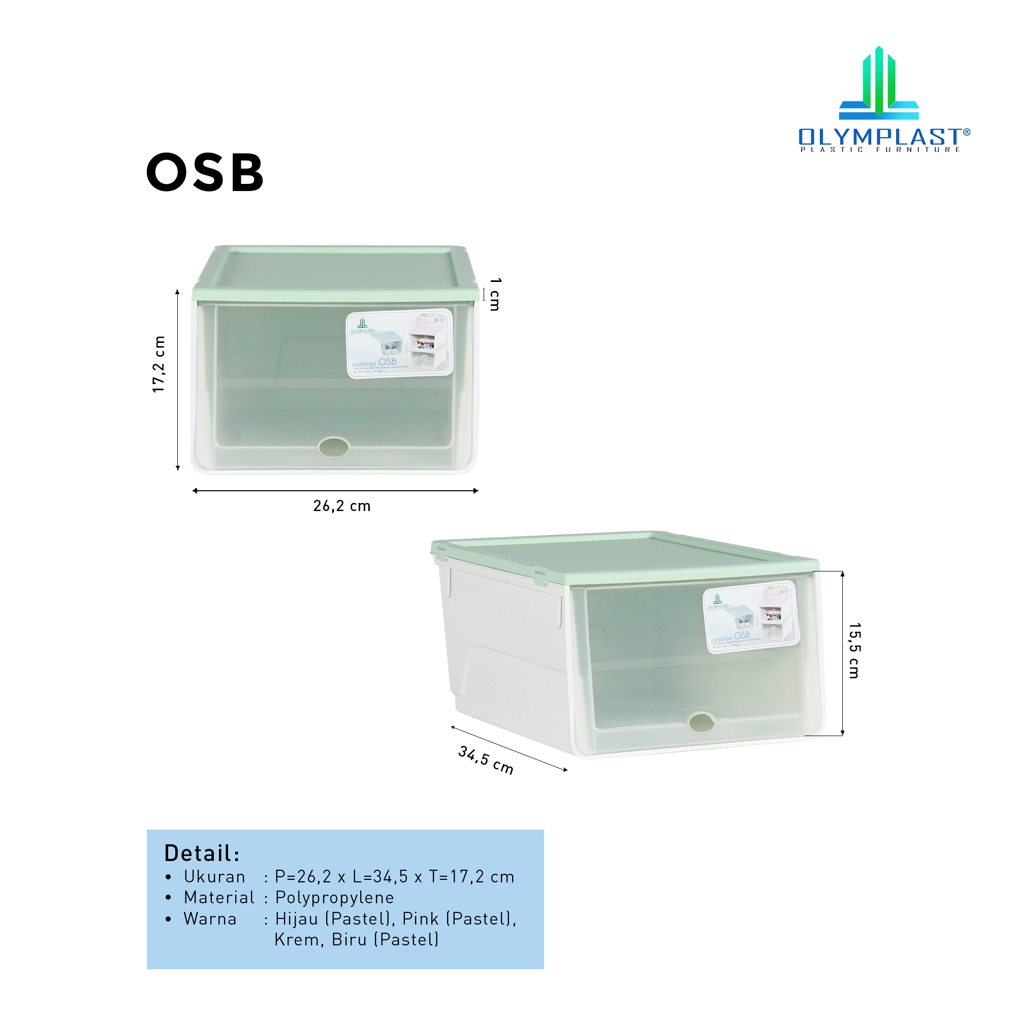 Kotak Penyimpanan Serbaguna Olymplast Storage Box - OSB 1pc gallery 2