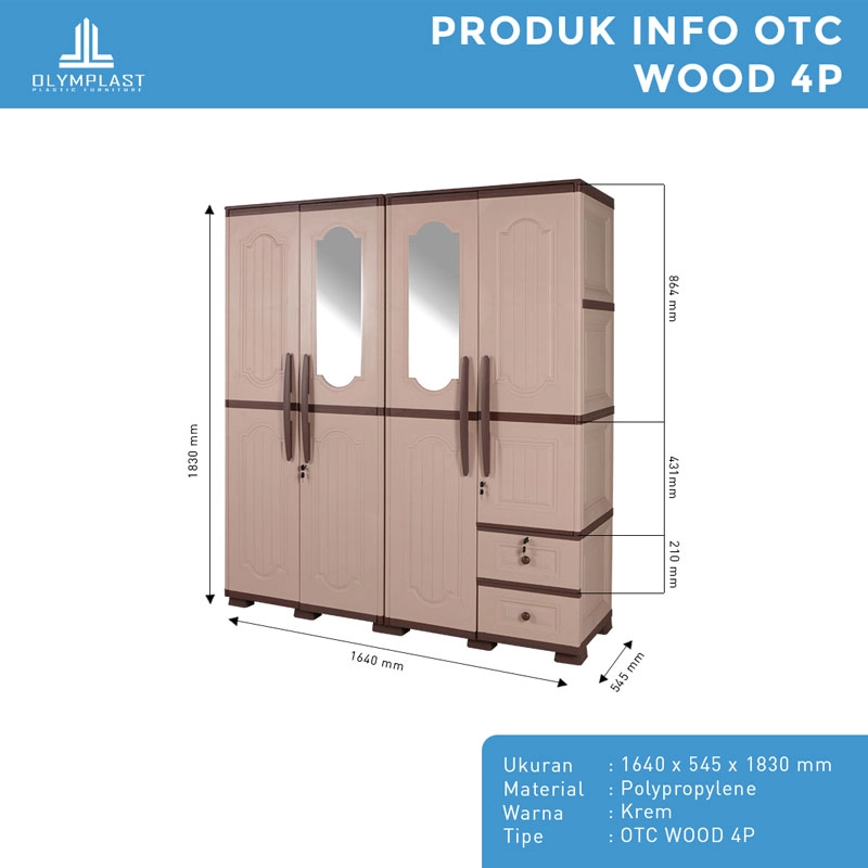 OTC W 4P - Lemari Pakaian Plastik Trasnform Cabinet 4 Pintu gallery 1