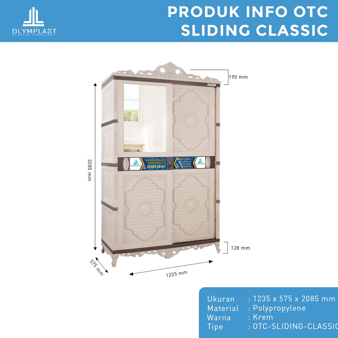 Lemari Pakaian Olymplast Transform Cabinet Sliding Classic- OTC-SLC gallery 1