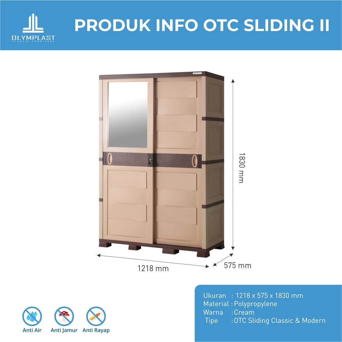 OTC Sliding Modern - Lemari Pakaian Plastik Pintu Sliding Transform Cabinet gallery 1