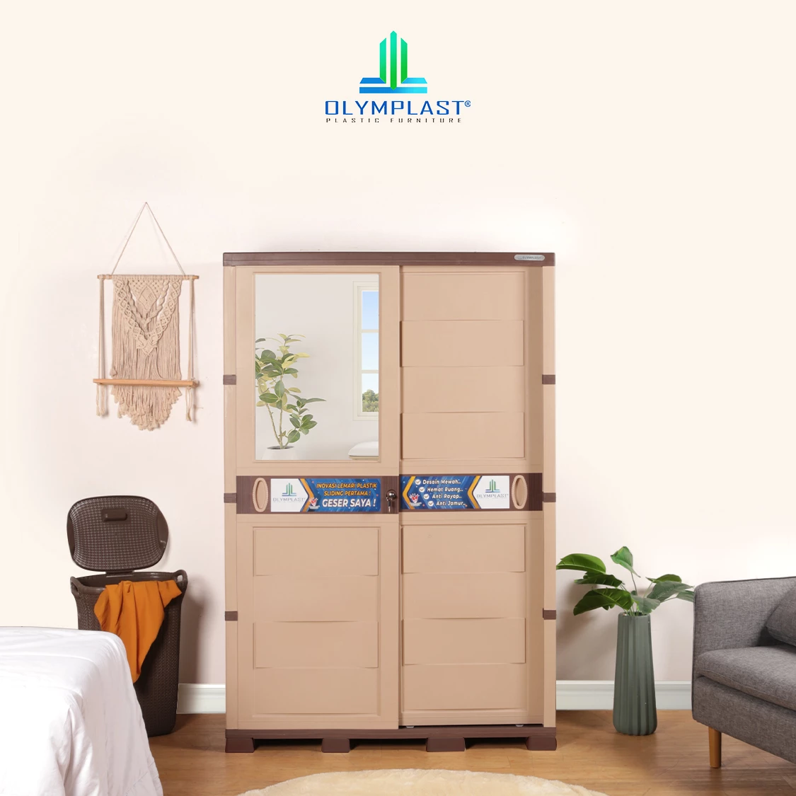 OTC Sliding Modern - Lemari Pakaian Plastik Pintu Sliding Transform Cabinet