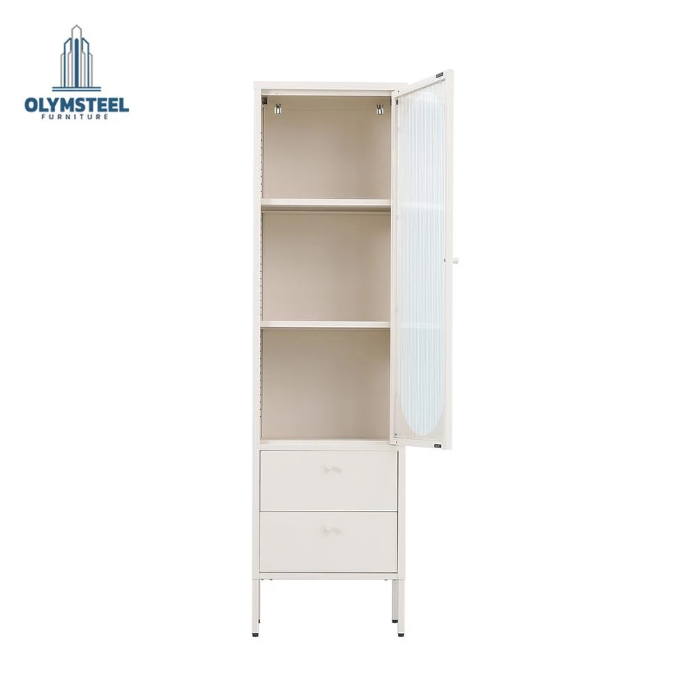 LHB Cheryl 1P2L - Lemari Hias Besi - Rak Pajangan Beige - Cream