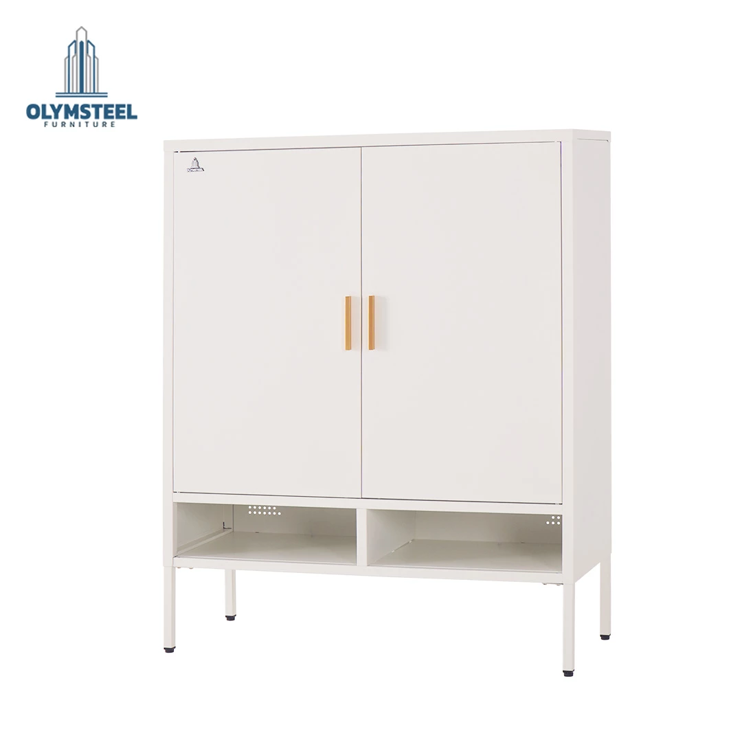 SR 004 - Lemari Besi Penyimpanan Sepatu 4 Pintu - White Modern Minimalis