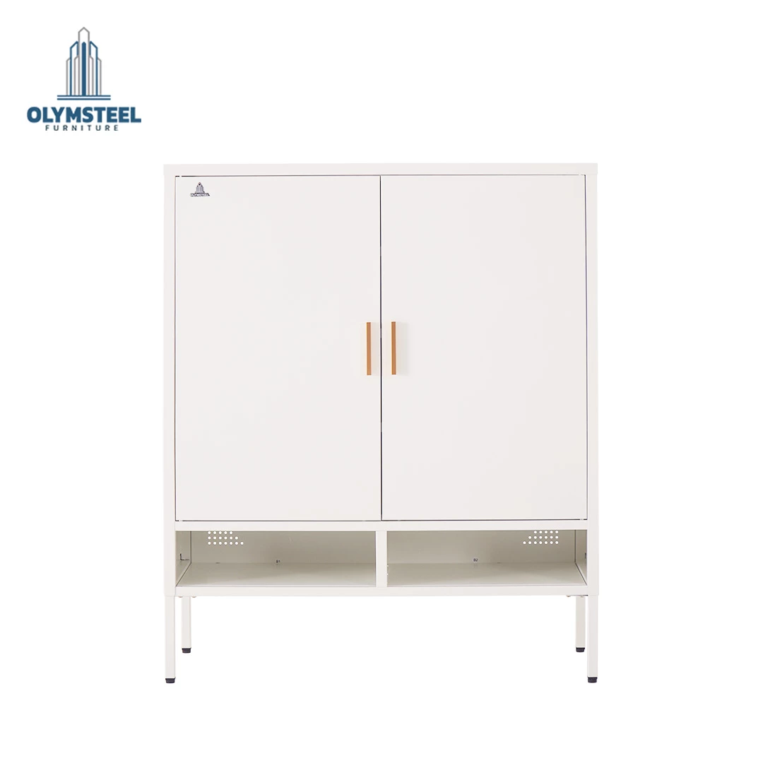 SR 004 - Lemari Besi Penyimpanan Sepatu 4 Pintu - White Modern Minimalis
