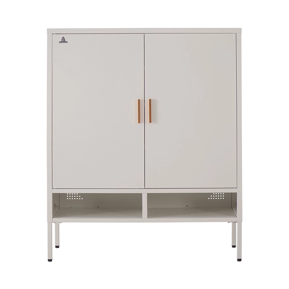 SR 004 - Lemari Besi Penyimpanan Sepatu 4 Pintu - White Modern Minimalis