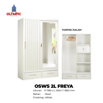 OSWS 2L FREYA - Lemari 2 Pintu 2 Laci Besi Pintu Sliding