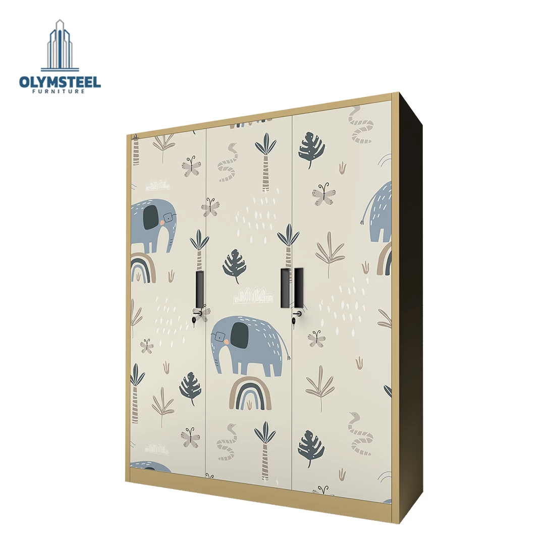 OSW 3P KIDS ELEPHANT 02 - Lemari Pakaian Anak - Lemari Pakaian Besi - Lemari Pakaian 3 Pintu Besi