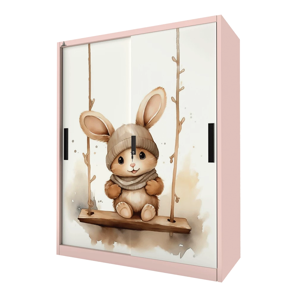 OSWS KIDS RABBIT 01 - Lemari Pakaian Anak - Lemari Pakaian Besi Sliding - Lemari Pakaian Besi