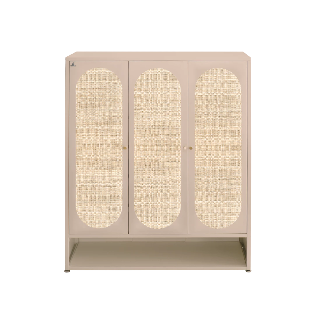 SR006 3P RATTAN 01 - Rak Sepatu Besi 3 Pintu