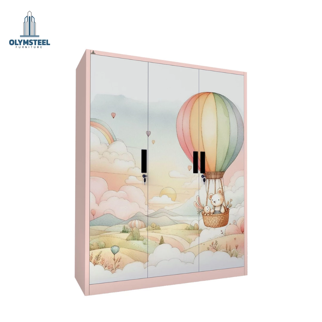 OSW 3P KIDS BALLOON 01 - Lemari Pakaian Anak - Lemari Pakaian Besi - Lemari Pakaian 3 Pintu Besi