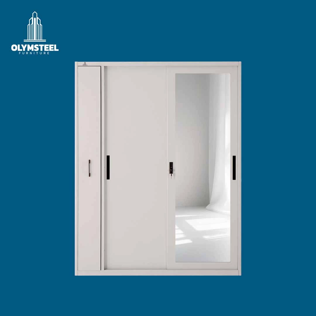 OSWS RH ALBA - Lemari Hijab Sliding Besi - Lemari Pintu Geser Full Body Mirror Modern Minimalis