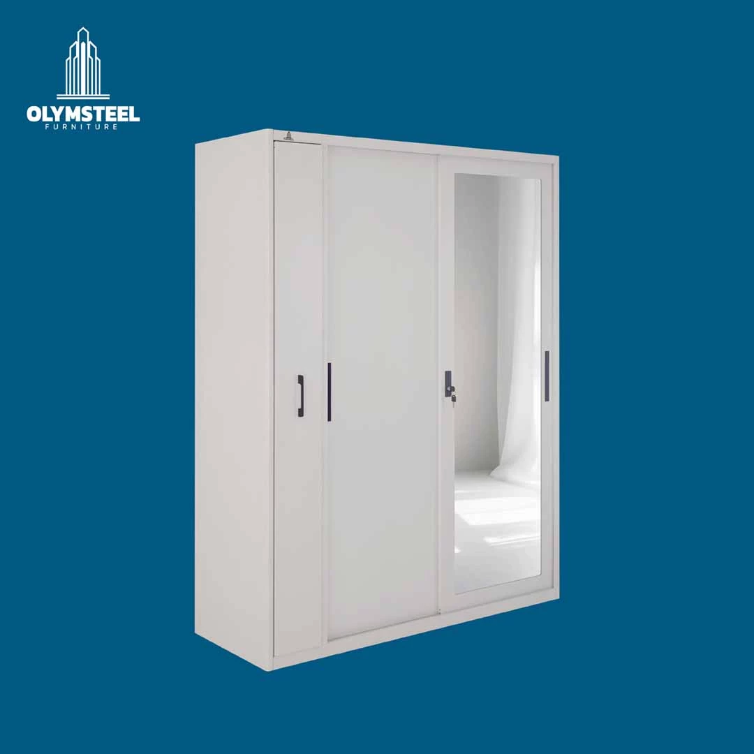 OSWS RH ALBA - Lemari Hijab Sliding Besi - Lemari Pintu Geser Full Body Mirror Modern Minimalis
