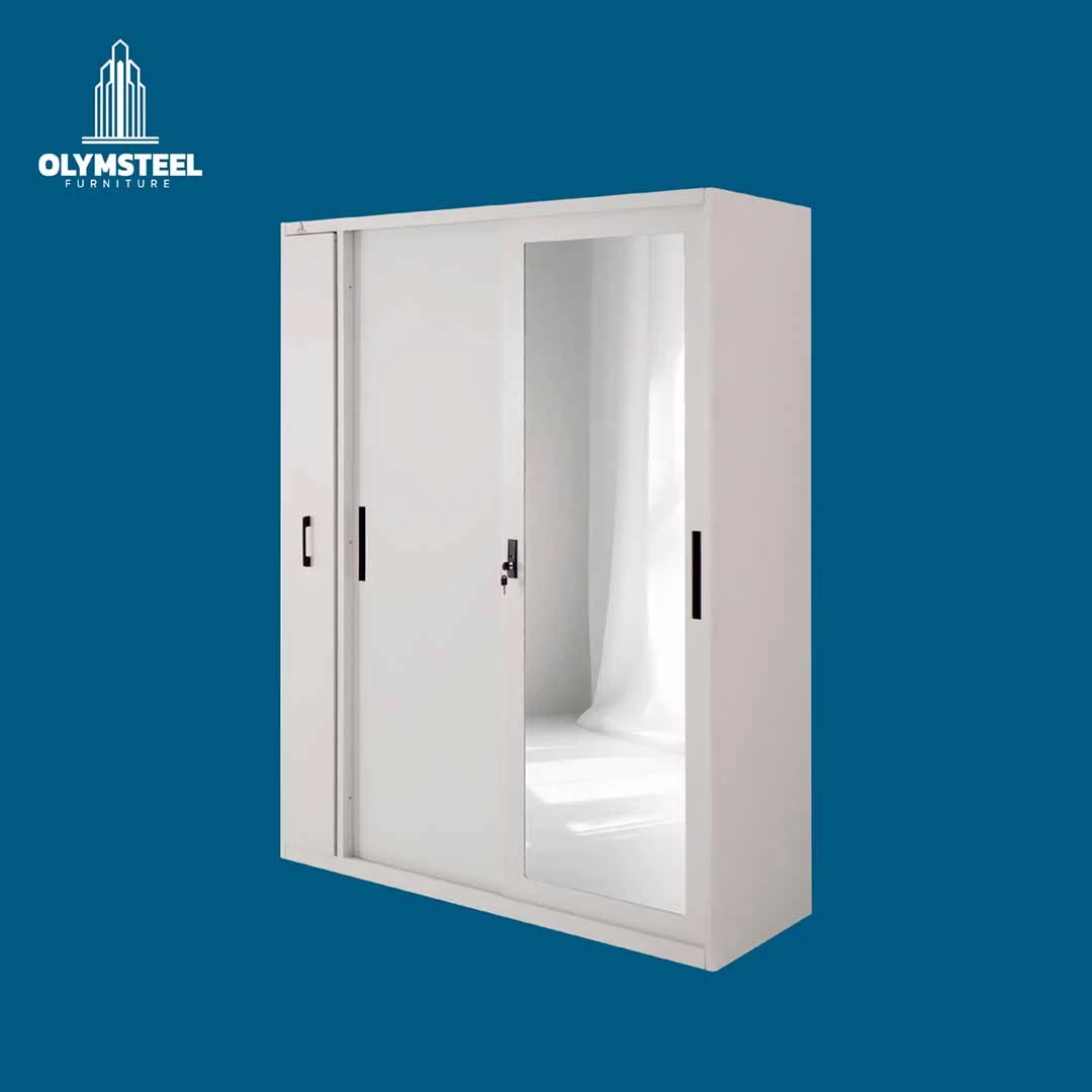 OSWS RH ALBA - Lemari Hijab Sliding Besi - Lemari Pintu Geser Full Body Mirror Modern Minimalis