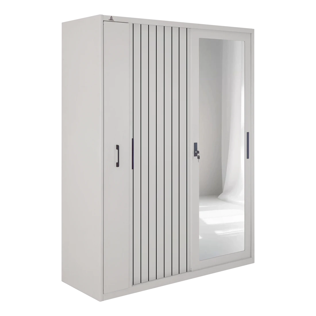 OSWS RH FREYA - Lemari Hijab Sliding Besi - Lemari Pintu Geser Full Body Mirror Modern Minimalis
