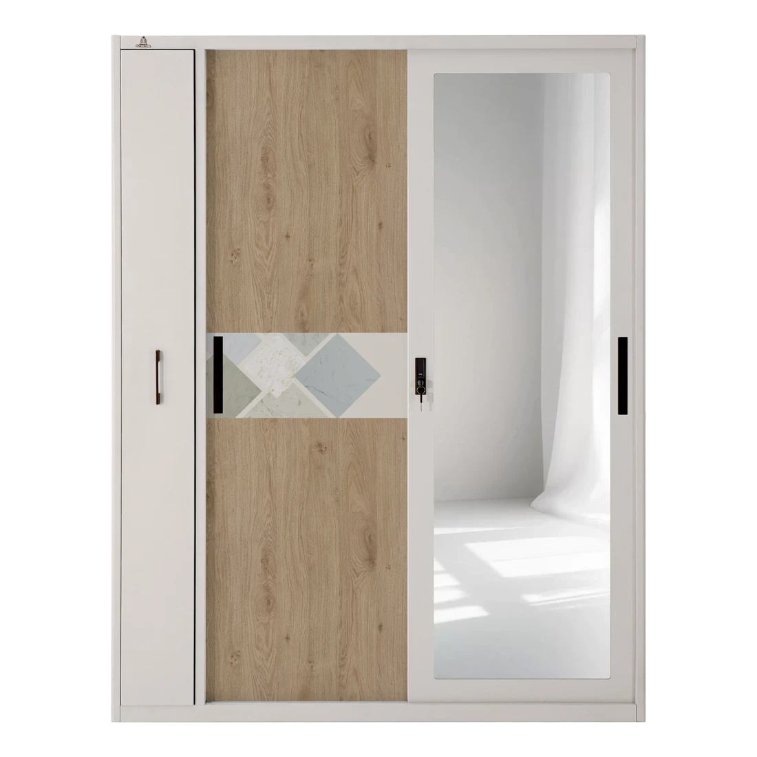 OSWS RH LENO - Lemari Hijab Sliding Besi - Lemari Pintu Geser Full Body Mirror Modern Minimalis