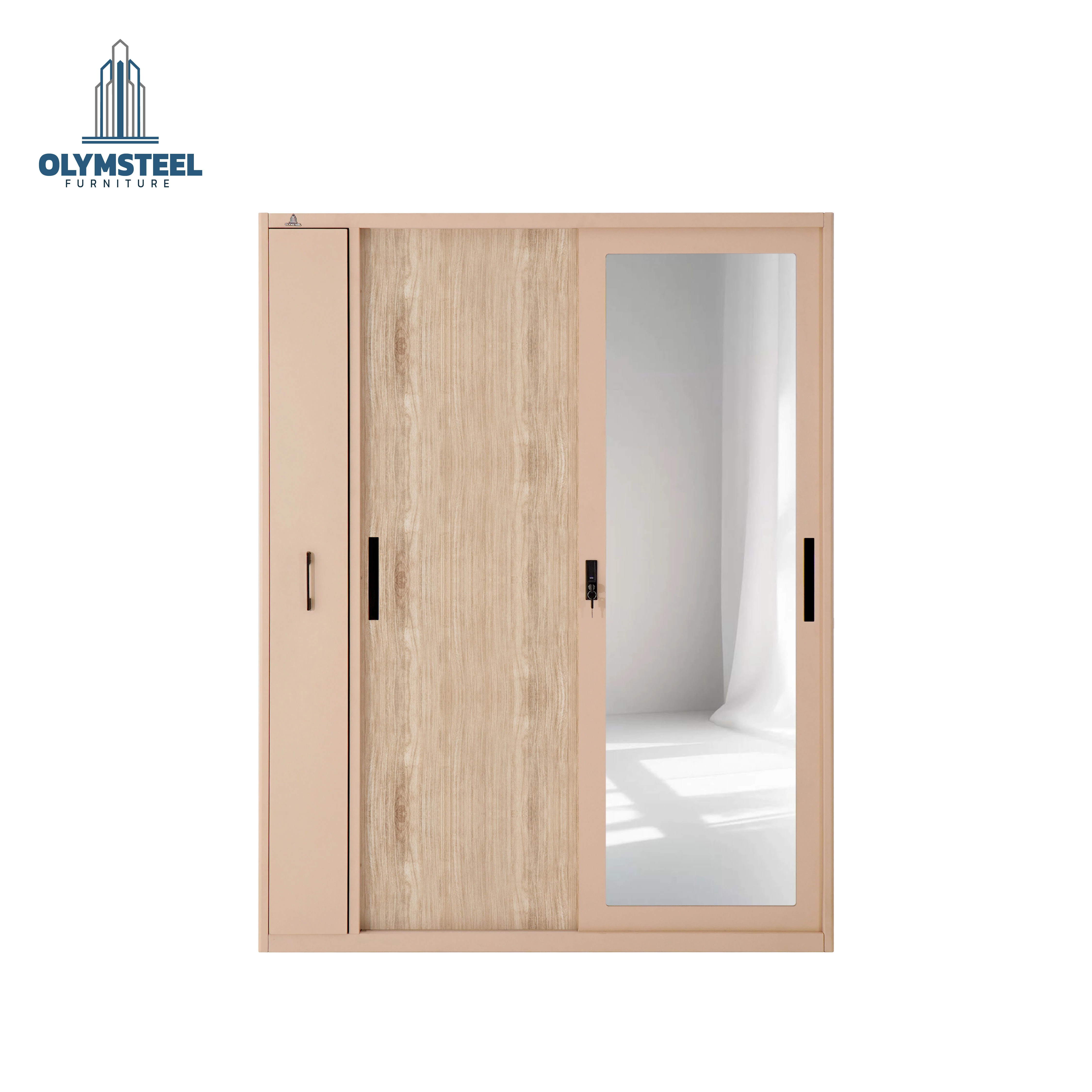 OSWS RH SONOMA - Lemari Hijab Sliding Besi - Lemari Pintu Geser Full Body Mirror Modern Minimalis