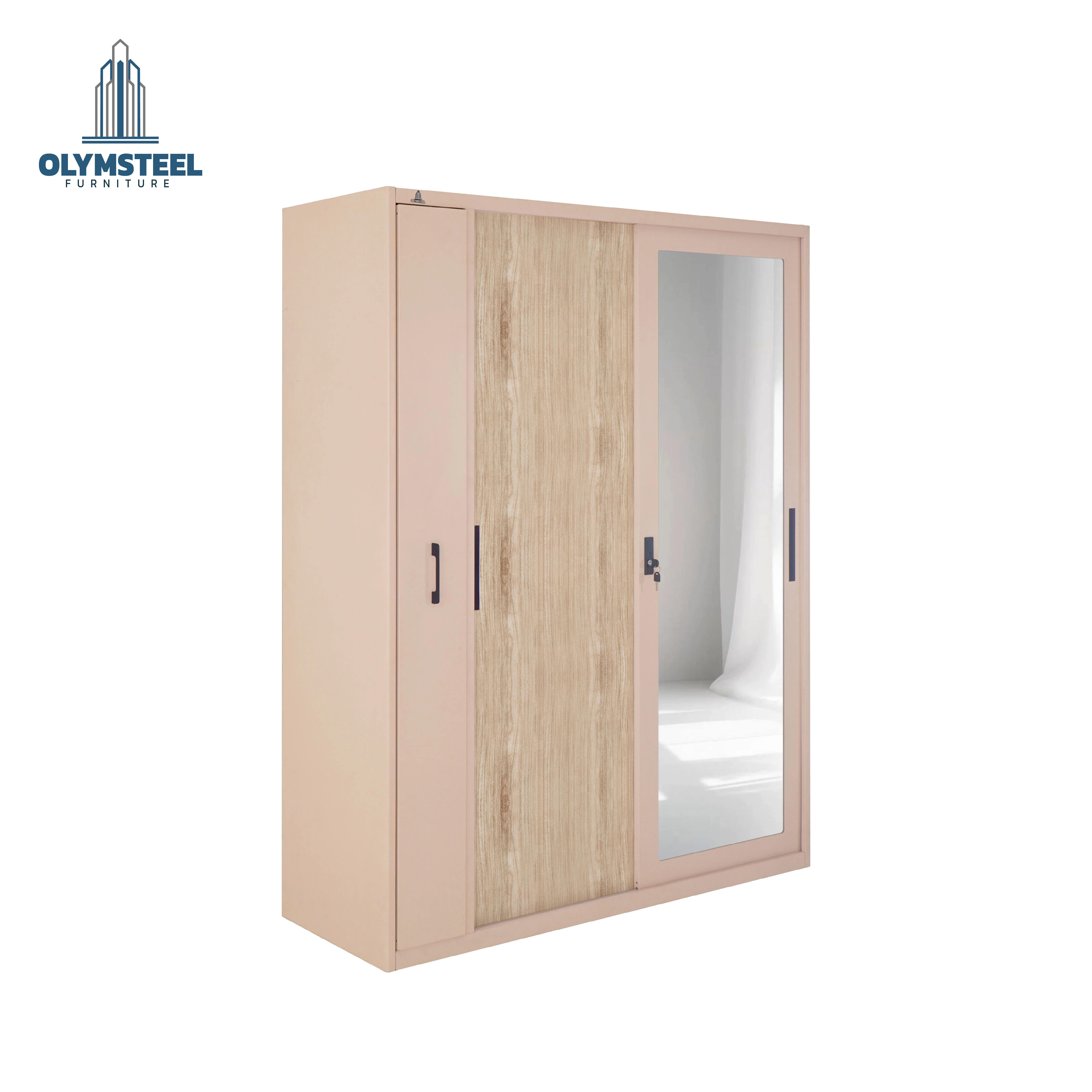 OSWS RH SONOMA - Lemari Hijab Sliding Besi - Lemari Pintu Geser Full Body Mirror Modern Minimalis