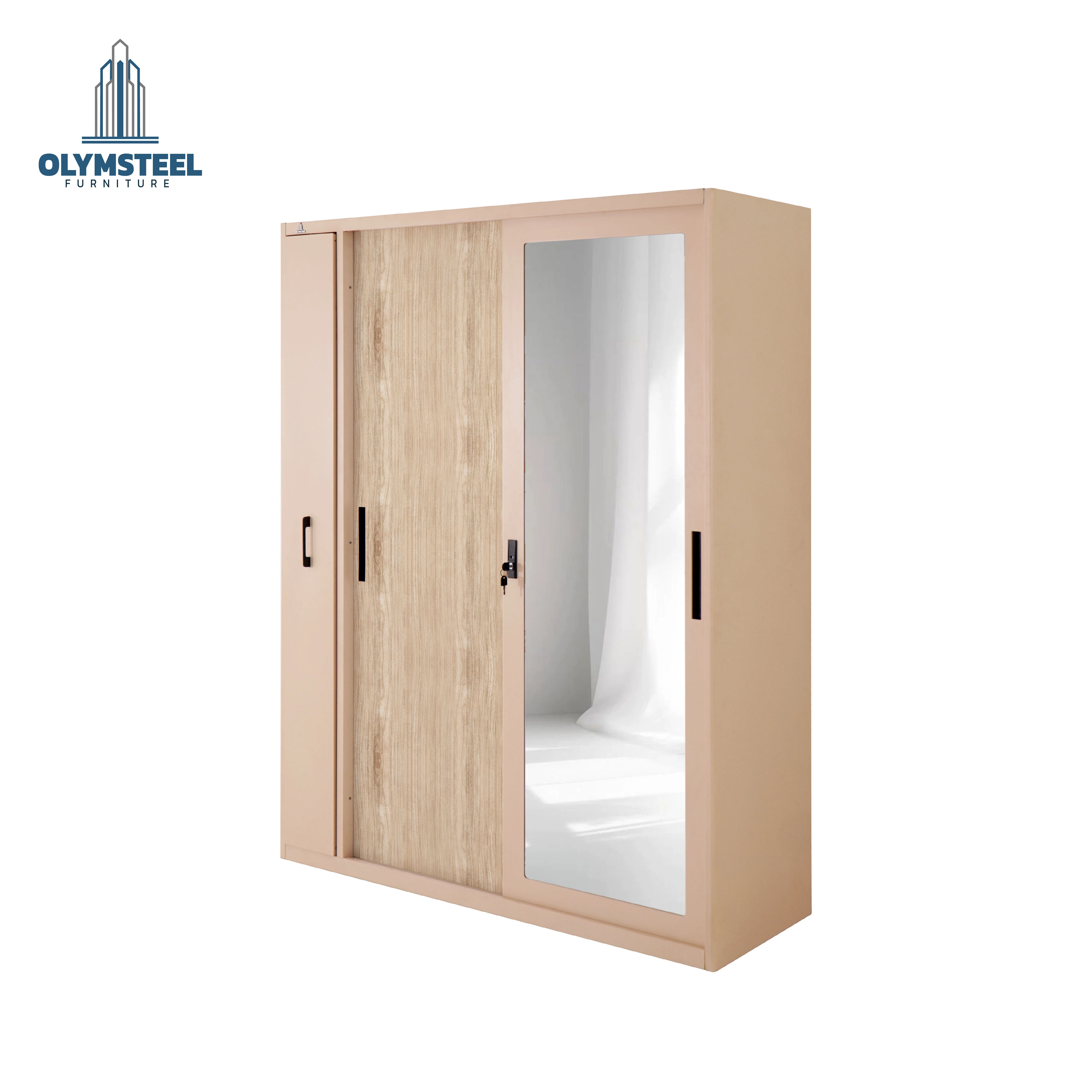 OSWS RH SONOMA - Lemari Hijab Sliding Besi - Lemari Pintu Geser Full Body Mirror Modern Minimalis