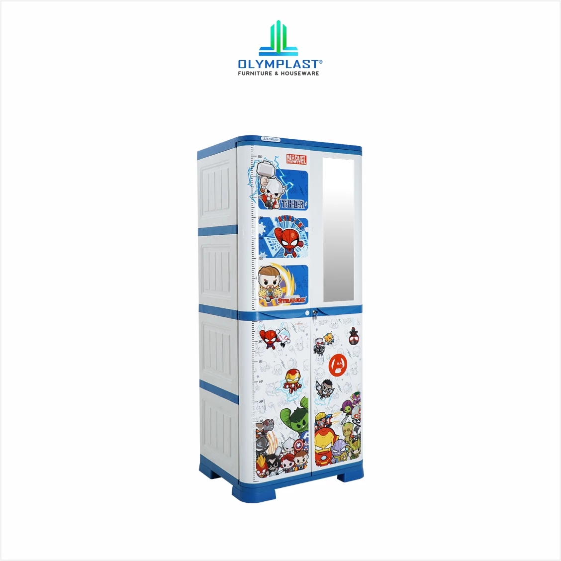 SCOC 2P Lemari Pakaian Anak - Spesial Marvel Avengers White Blue