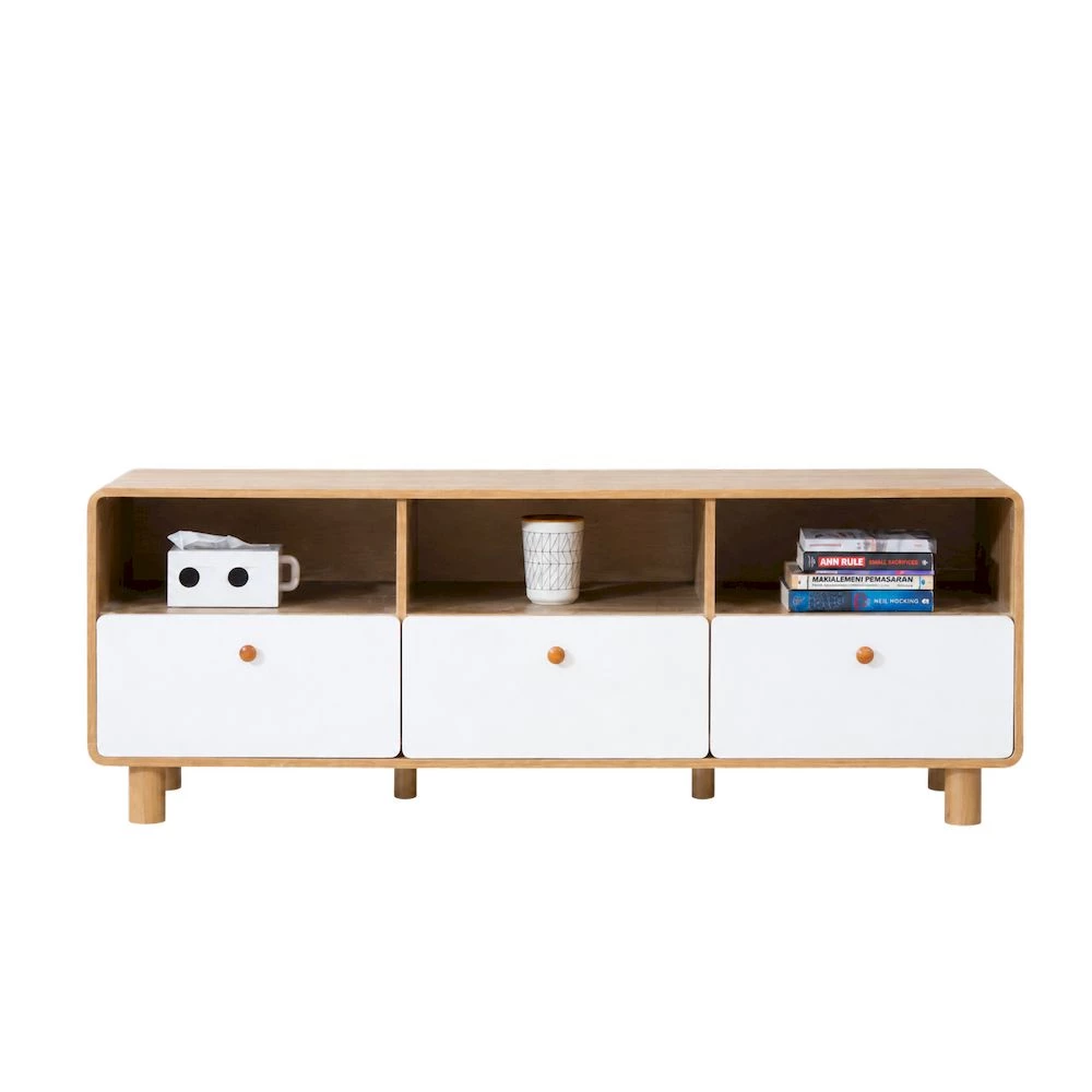 MORE GOBI RTV Rak TV Minimalis - Meja TV Kayu Modern Multifungsi Govina Oak White