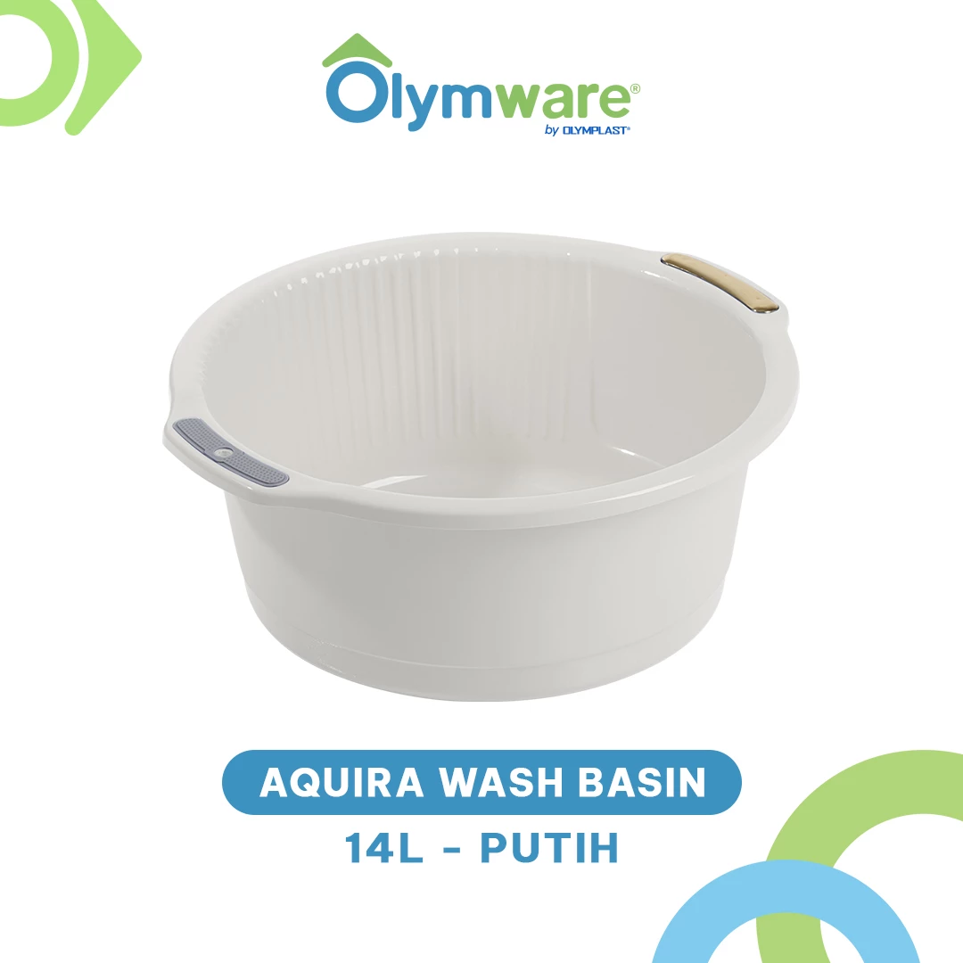 Aquira Wash Basin 10L 14L 20L - Ember Cuci Plastik Handle Chrome - Bak Cuci Baju Kuat Modern