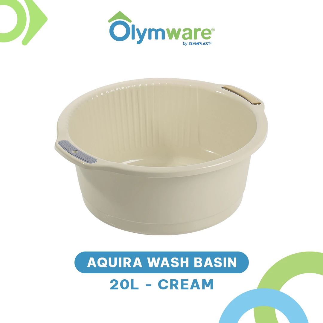 Aquira Wash Basin 10L 14L 20L - Ember Cuci Plastik Handle Chrome - Bak Cuci Baju Kuat Modern