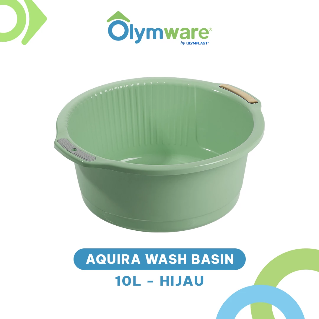 Aquira Wash Basin 10L 14L 20L - Ember Cuci Plastik Handle Chrome - Bak Cuci Baju Kuat Modern