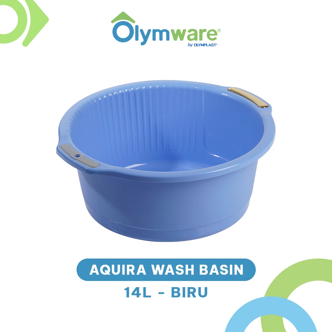 Aquira Wash Basin 10L 14L 20L - Ember Cuci Plastik Handle Chrome - Bak Cuci Baju Kuat Modern