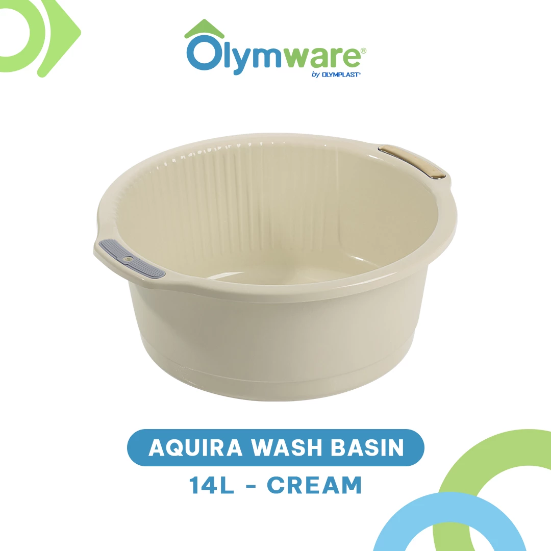 Aquira Wash Basin 10L 14L 20L - Ember Cuci Plastik Handle Chrome - Bak Cuci Baju Kuat Modern